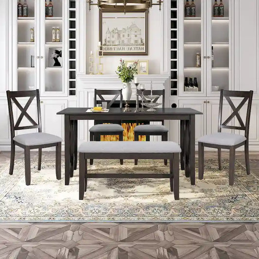 Foldable Multifunctional Dining Table and Chair Sets Home Party Dining Table and Chair Sets with X Shape Table Legs for Kitchen