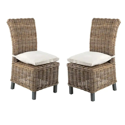 Natural Rattan Cushioned Dining Chairs (Set Of 2) by East at Main