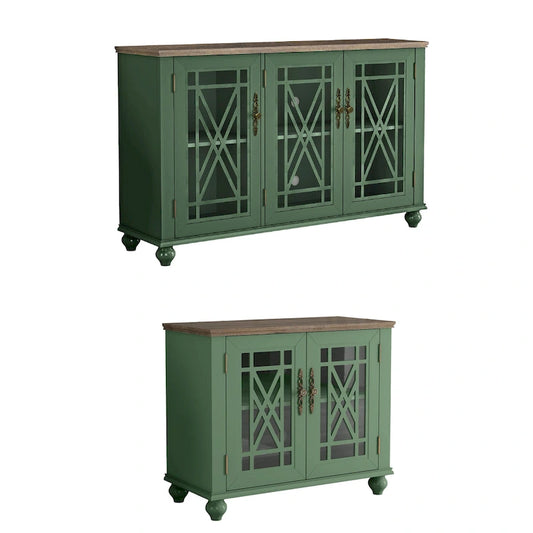 2-Piece Floral Storage Buffet Sideboard Set - 55 & 38 in Width - 55 & 38 in Width