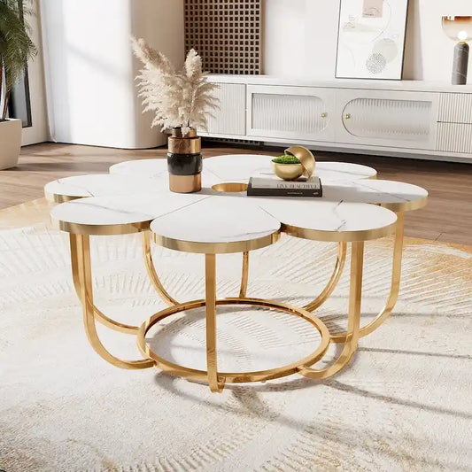 39.4 Inch Modern Flower-Shaped Coffee Centra Table for Living Room