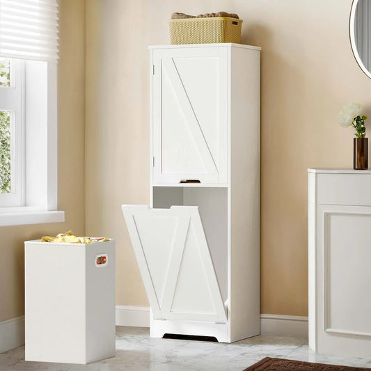 Moasis 53H Tilt Out Laundry Hamper Bathroom Storage Cabinet with Adjustable Shelves and Basket