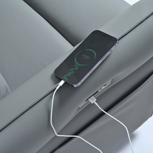 Power 270 Swivel Rocker Recliner Chair with USB Ports, Electric PU Small Recliners for Small Spaces