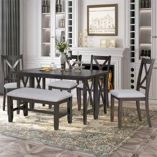 Foldable Multifunctional Dining Table and Chair Sets Home Party Dining Table and Chair Sets with X Shape Table Legs for Kitchen