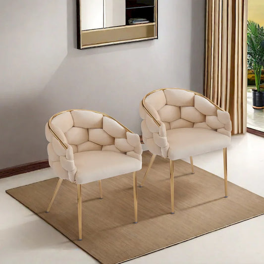 Modern 29.5 Velvet Arm Chairs with Gold Legs and Metal Frame for Living Room (Set of 2)