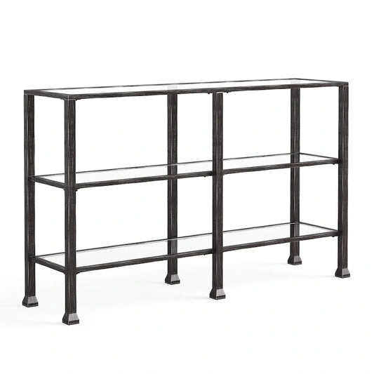 SEI Furniture Esther 3-tier Black Metal and Glass Console Table