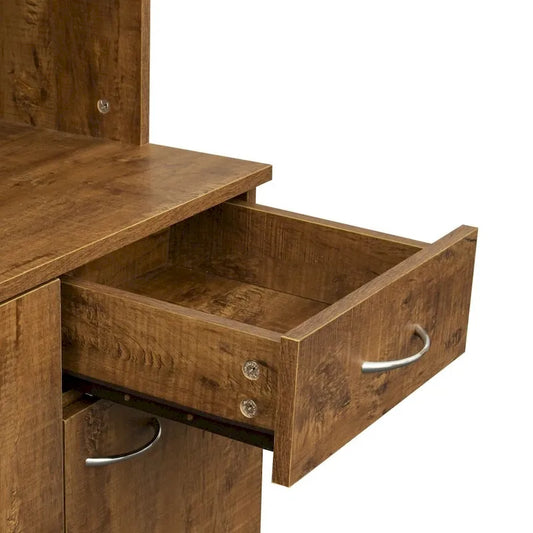 70.87 Tall Wardrobe& Kitchen Cabinet, with 6-Doors, 1-Open Shelves and 1-Drawer for bedroom,Walnut