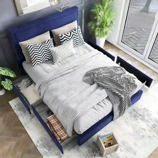 Furniture of America Naxime Modern 4-Drawer Fabric Platform Bed