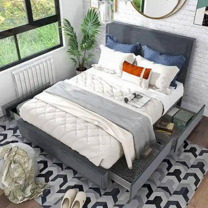 Furniture of America Naxime Modern 4-Drawer Fabric Platform Bed