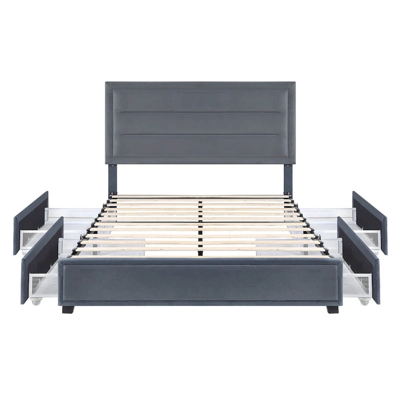 Furniture of America Naxime Modern 4-Drawer Fabric Platform Bed
