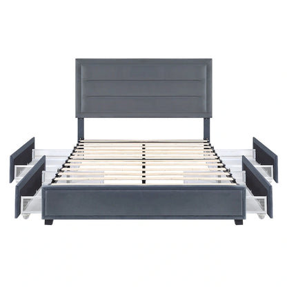Furniture of America Naxime Modern 4-Drawer Fabric Platform Bed