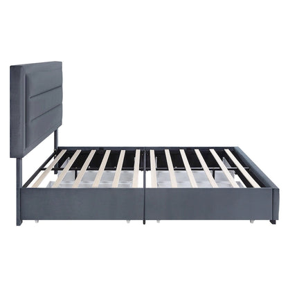 Furniture of America Naxime Modern 4-Drawer Fabric Platform Bed