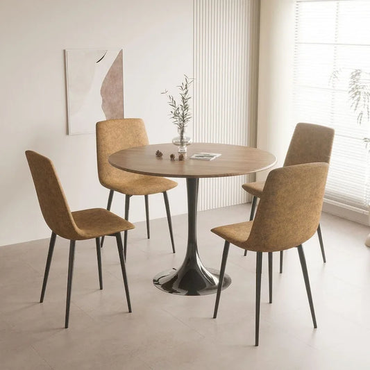 5 Pieces Dining Set, Round Dining Table with 4 Chairs