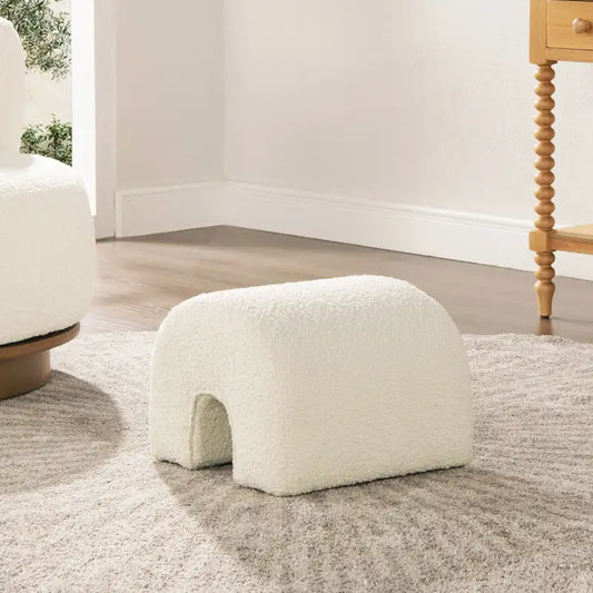 Bridge 16 Boucle Faux Sherpa Upholstered Arched Footstool Ottoman