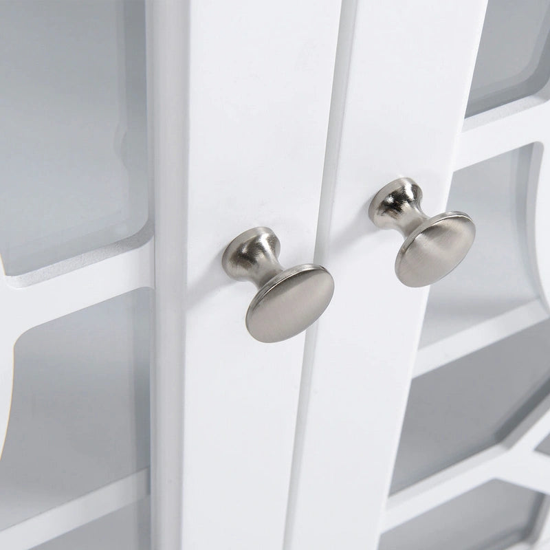 HOMCOM Wood Accent Sideboard Buffet Serving Storage Cabinet with 4 Framed Glass Doors, Adjustable Shelves - 54W x 15.5D x 32H