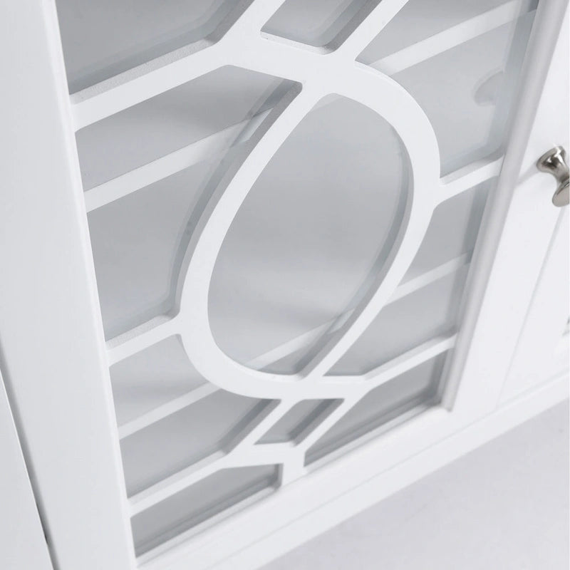 HOMCOM Wood Accent Sideboard Buffet Serving Storage Cabinet with 4 Framed Glass Doors, Adjustable Shelves - 54W x 15.5D x 32H