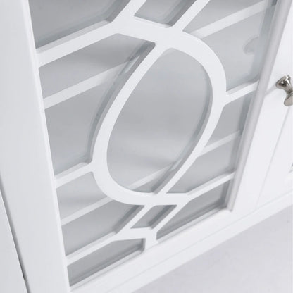 HOMCOM Wood Accent Sideboard Buffet Serving Storage Cabinet with 4 Framed Glass Doors, Adjustable Shelves - 54W x 15.5D x 32H