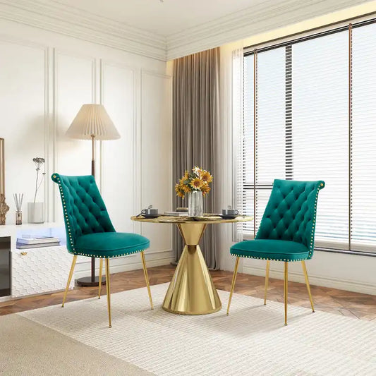 Clihome Modern Velvet Upholstered Featured Dining Chairs (Set of 2)