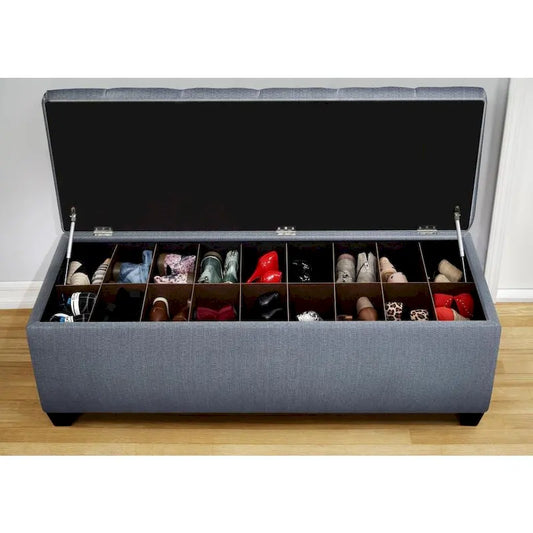 The Sole Candice Bay Blue Secret Shoe Storage Bench