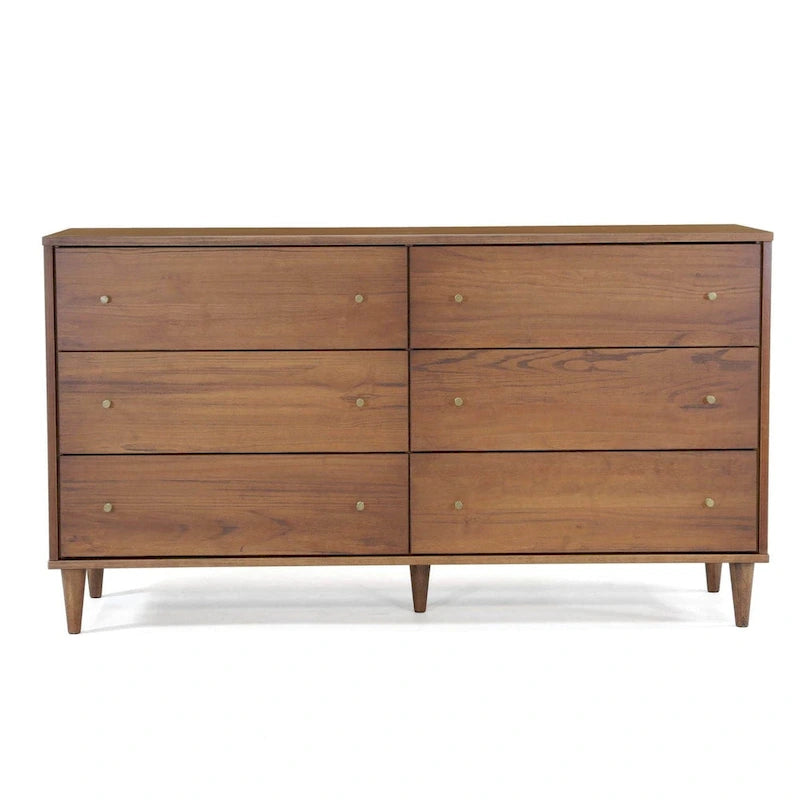 Grain Wood Furniture Mid Century 6-Drawer Dresser
