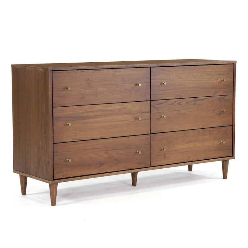 Grain Wood Furniture Mid Century 6-Drawer Dresser