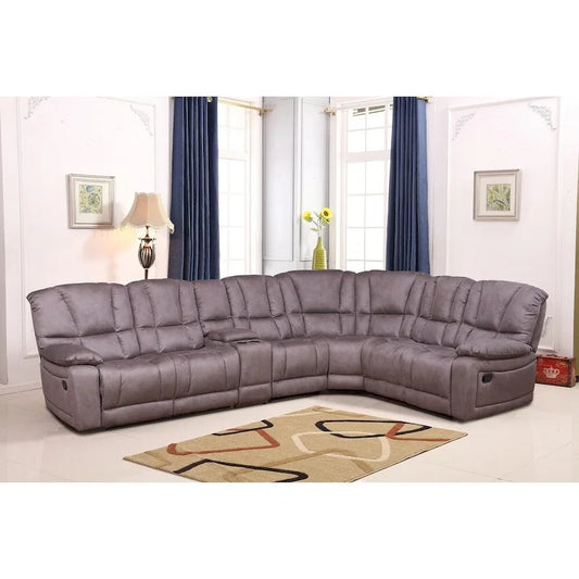 Vanity Art Gray Microfiber 5-Pieces Reclining Loveseat with Console Living Room Set Recliner Sofa