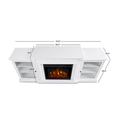 Frederick 72 Electric TV Stand Fireplace in White by Real Flame - 72L x 15.5W x 30H
