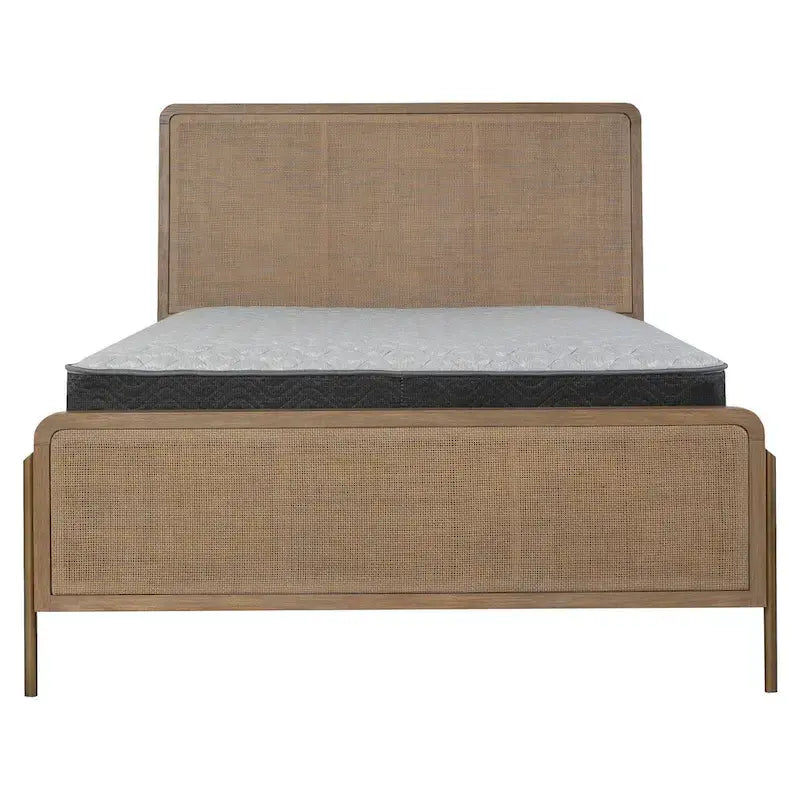 Stevie Sand Wash and Natural Cane Upholstered Panel Bed