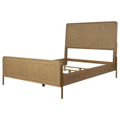 Stevie Sand Wash and Natural Cane Upholstered Panel Bed
