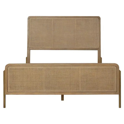 Stevie Sand Wash and Natural Cane Upholstered Panel Bed