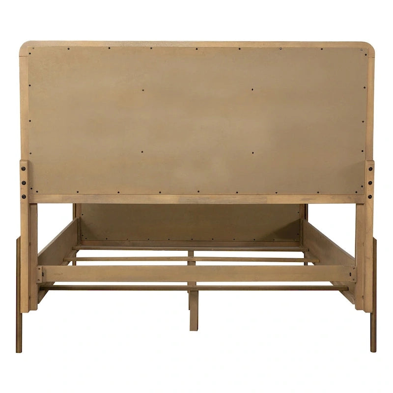 Stevie Sand Wash and Natural Cane Upholstered Panel Bed