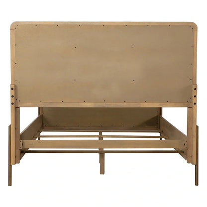 Stevie Sand Wash and Natural Cane Upholstered Panel Bed