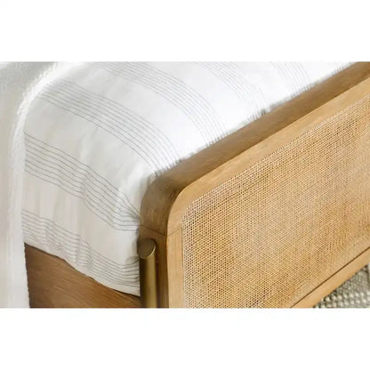 Stevie Sand Wash and Natural Cane Upholstered Panel Bed