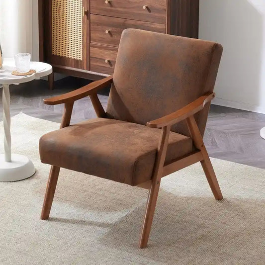 VINGLI Mid-Century Retro Modern Upholstered Lounge Chair Fabric Accent Chair Sturdy Wooden Frame Armchair