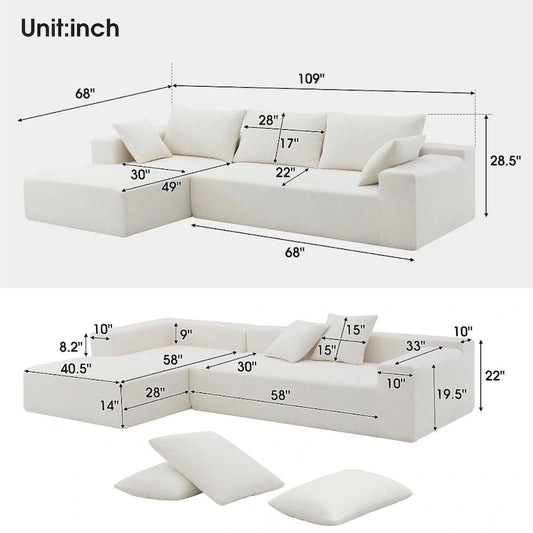 109x68 Modular Sectional Living Room Sofa Set, Modern Minimalist Style Couch, Upholstered Sleeper Sofa