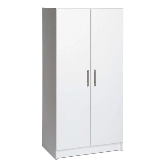 White 2-Door Wardrobe Cabinet with Hanging Rail and Storage Shelf - 20 x 32 x 65 inches