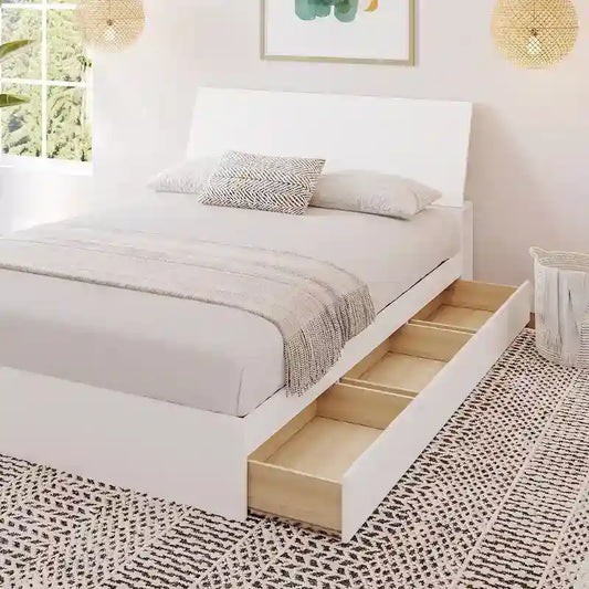 Nexera Paris Storage Bed with Headboard, White