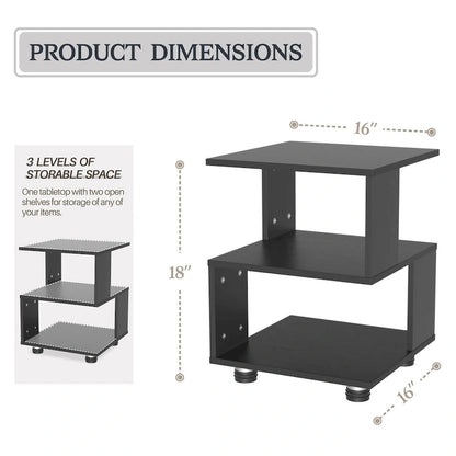 Modern 2-Tier Magic Cube Nightstands with Timeless Hollow Rectangle Design