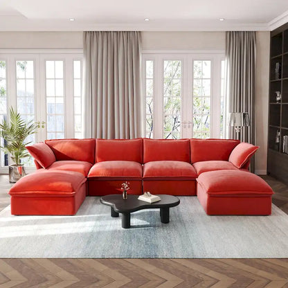 U Shape Couch Sectional for Living Room, Convertible Sectional Sofa, Modular Sectional Couch with Ottomans for Living Room