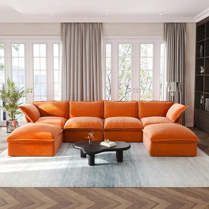 U Shape Couch Sectional for Living Room, Convertible Sectional Sofa, Modular Sectional Couch with Ottomans for Living Room