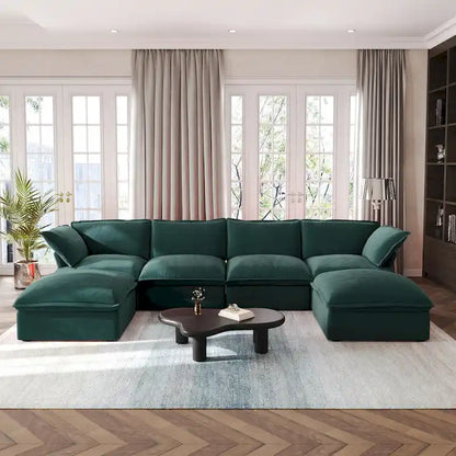 U Shape Couch Sectional for Living Room, Convertible Sectional Sofa, Modular Sectional Couch with Ottomans for Living Room
