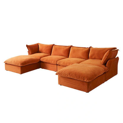 U Shape Couch Sectional for Living Room, Convertible Sectional Sofa, Modular Sectional Couch with Ottomans for Living Room