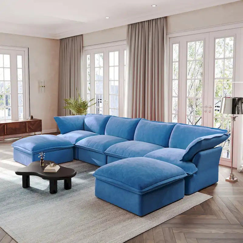 U Shape Couch Sectional for Living Room, Convertible Sectional Sofa, Modular Sectional Couch with Ottomans for Living Room