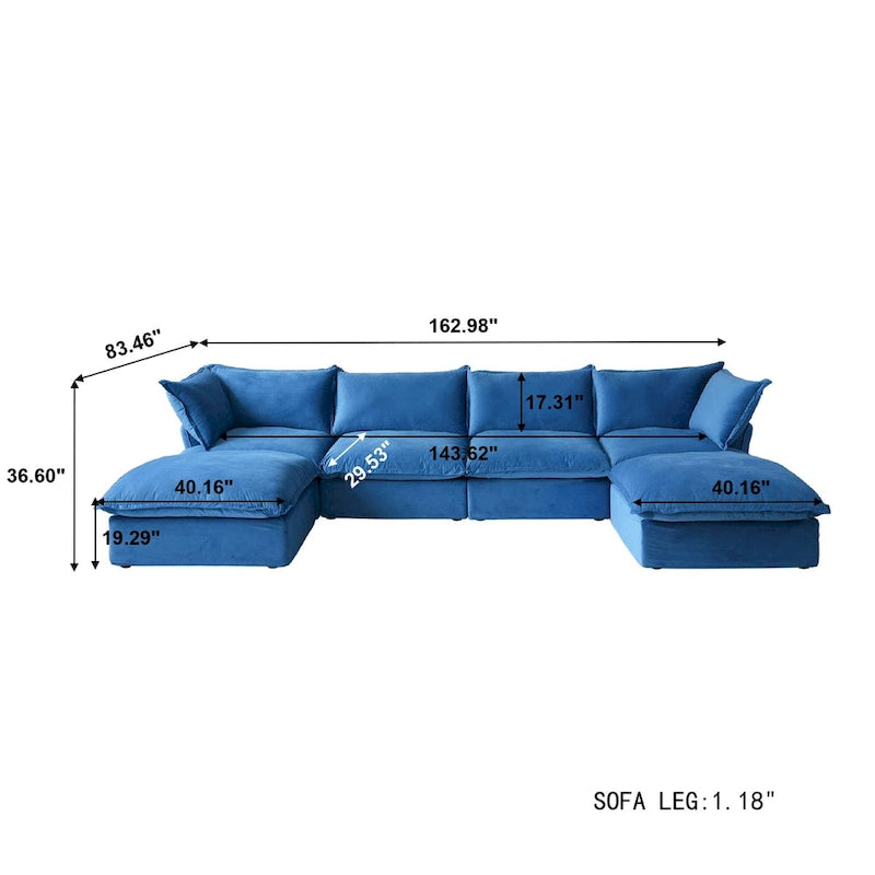 U Shape Couch Sectional for Living Room, Convertible Sectional Sofa, Modular Sectional Couch with Ottomans for Living Room