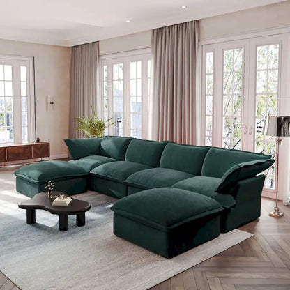 U Shape Couch Sectional for Living Room, Convertible Sectional Sofa, Modular Sectional Couch with Ottomans for Living Room