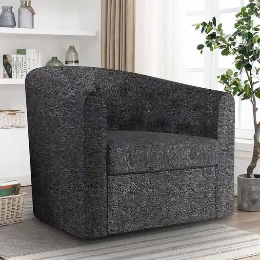 Swivel Cuddle Fabric Accent Chair with Button-Tufting