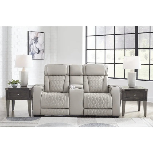 Signature Design by Ashley Boyington Gray Power Reclining Loveseat with Console - 75W x 40D x 44H