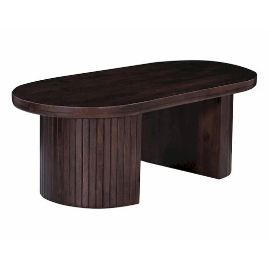 Geneva 51 in. Brown Wood Oval Coffee Table