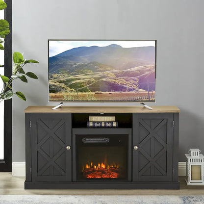 54 in. Charcoal TV Stand for TVs up to 60 in. with Electric Fireplace
