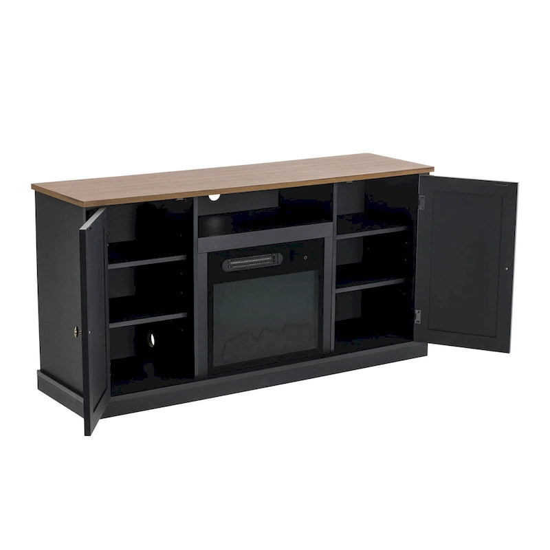 54 in. Charcoal TV Stand for TVs up to 60 in. with Electric Fireplace