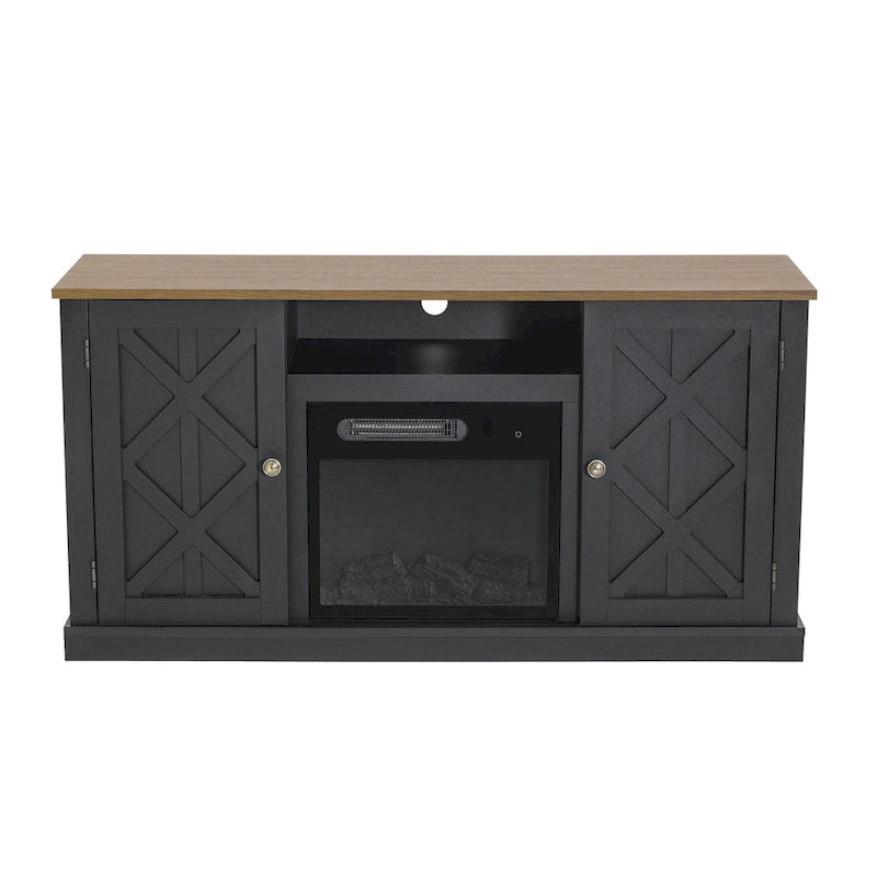 54 in. Charcoal TV Stand for TVs up to 60 in. with Electric Fireplace